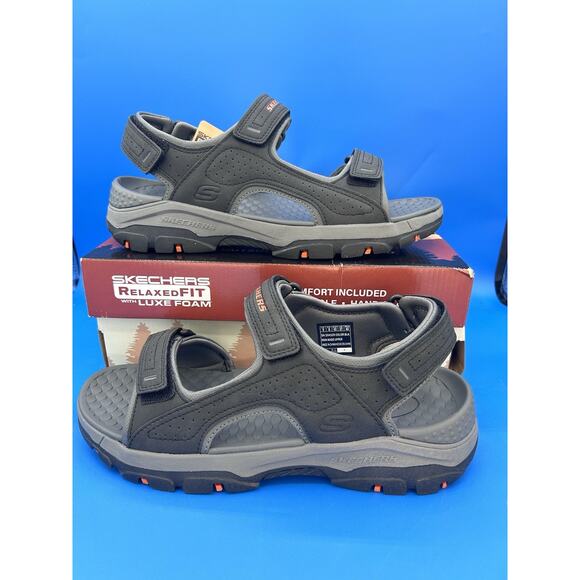 Skechers Relaxed Fit Tresmen Garo Black Men's Sandals - Size 9 NWB - Picture 1 of 7
